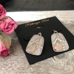 NWT Katheryn Kent Silver Tone & Pink Drop Pierced Earrings!